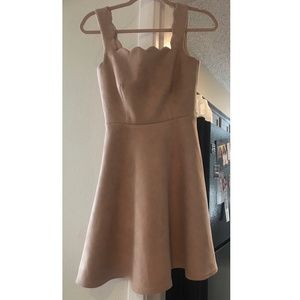 Lulu's Beige Suede Skater Dress